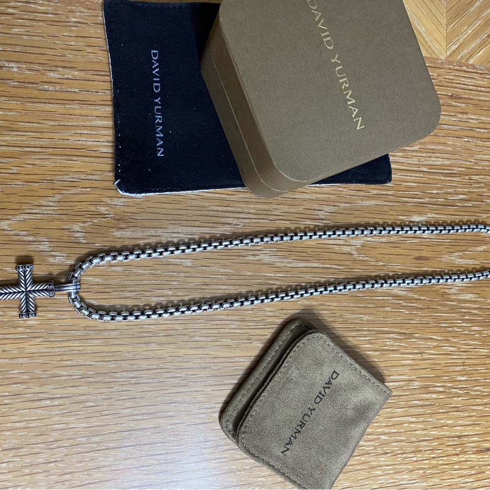 David Yurman Silver Cross Pendant Necklace